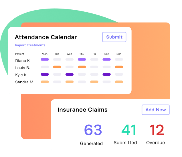 Attendance calendar and insurance claims sample dashboard