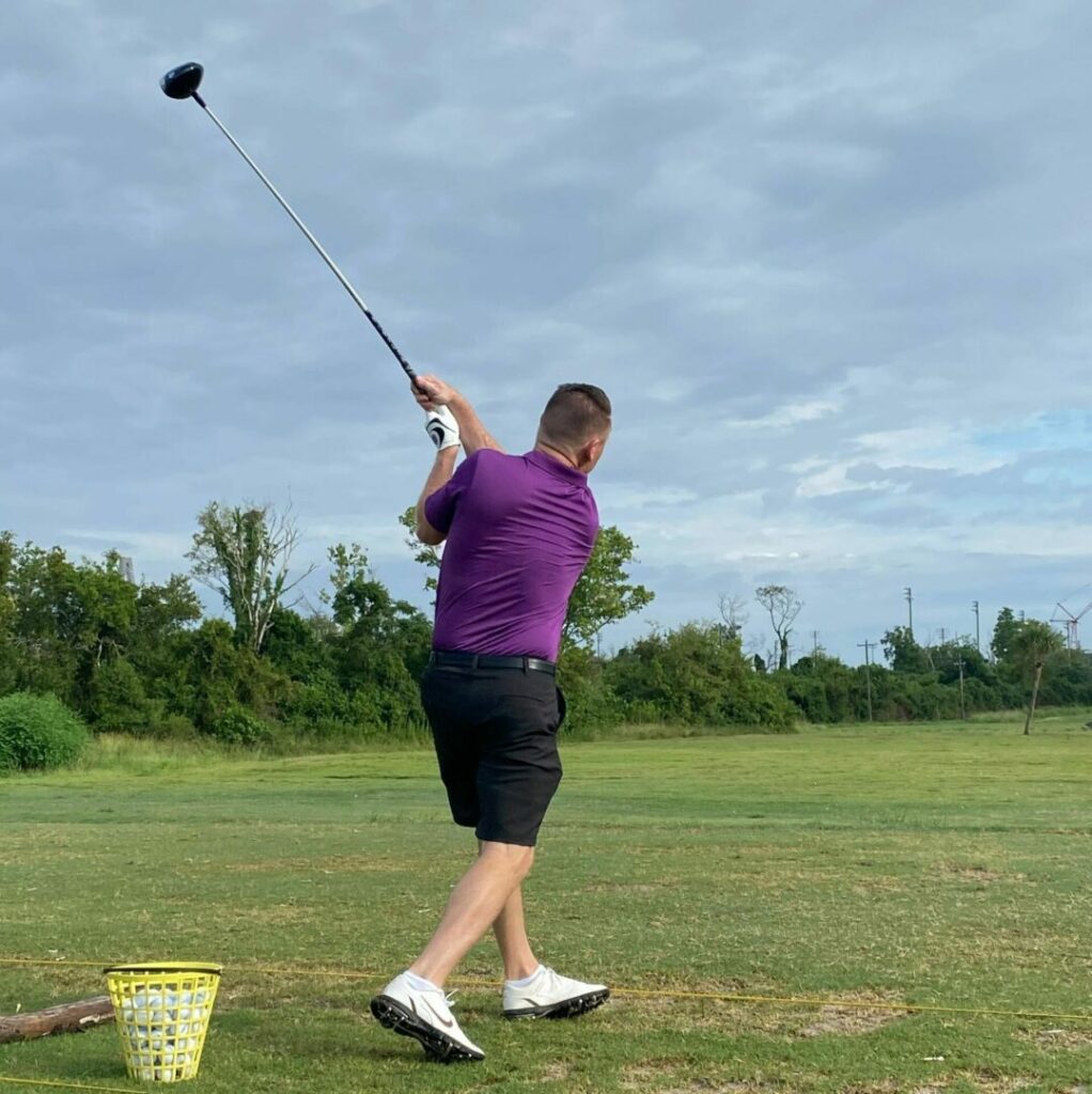 a man playing golf